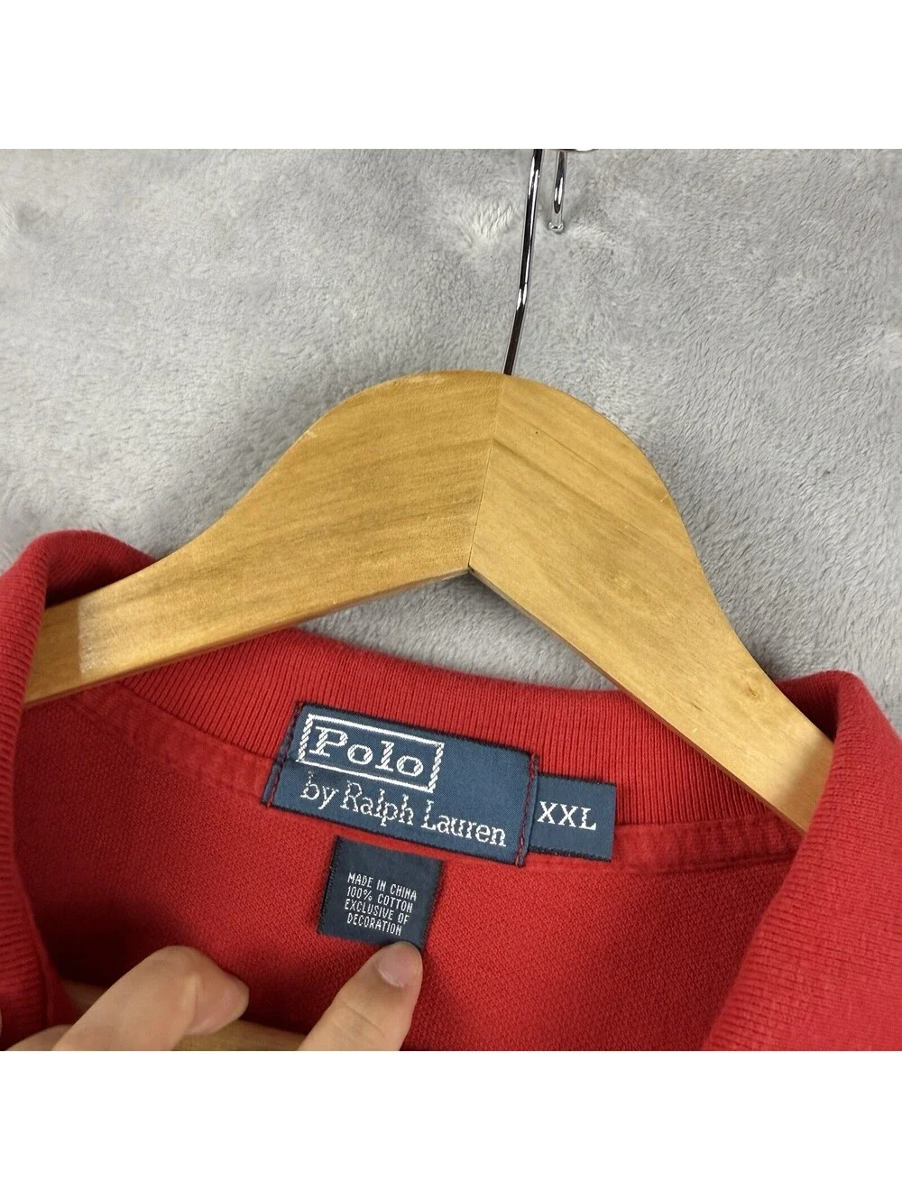 Polo Ralph Lauren Red Rugny Shirt Polo Long Sleeve Navy Pony 100% Cotton Preppy